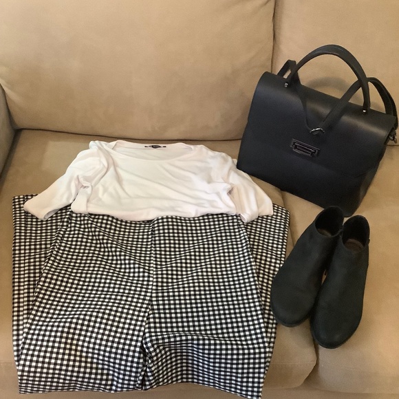 New Womens Zara White Short Top & Crosby Ankle Pants - Picture 1 of 8